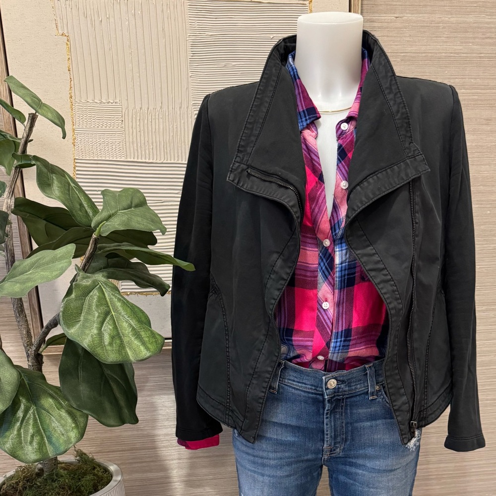 EVEREVE | Moto Jacket Cotton Fold Open Asymmetrical Zip Size Medium